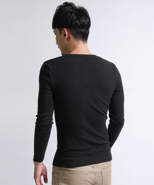 NO ID.(ノーアイディ)の「mlt1276 - 16フライス9分袖VネックTシャツ(Tシャツ/カットソー・メンズ・ブラック/グレー系その他/ホワイト/アッシュグレー・1/3/2)」の6枚目の写真