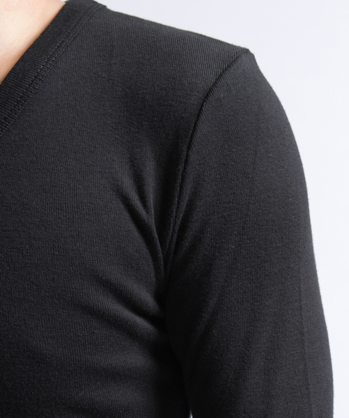 NO ID.(ノーアイディ)の「mlt1276 - 16フライス9分袖VネックTシャツ(Tシャツ/カットソー・メンズ・ブラック/グレー系その他/ホワイト/アッシュグレー・1/3/2)」の7枚目の写真