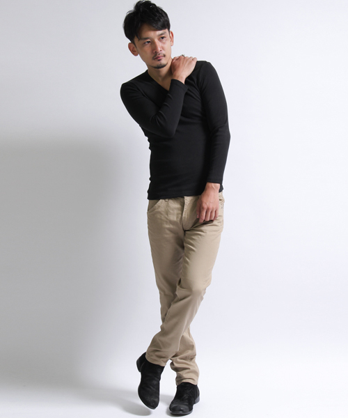 NO ID.(ノーアイディ)の「mlt1276 - 16フライス9分袖VネックTシャツ(Tシャツ/カットソー・メンズ・ブラック/グレー系その他/ホワイト/アッシュグレー・1/3/2)」の11枚目の写真