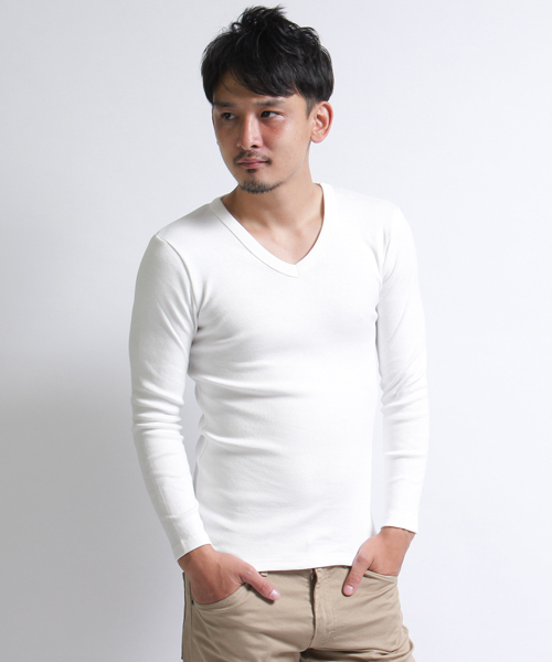 NO ID.(ノーアイディ)の「mlt1276 - 16フライス9分袖VネックTシャツ(Tシャツ/カットソー・メンズ・ブラック/グレー系その他/ホワイト/アッシュグレー・1/3/2)」の12枚目の写真