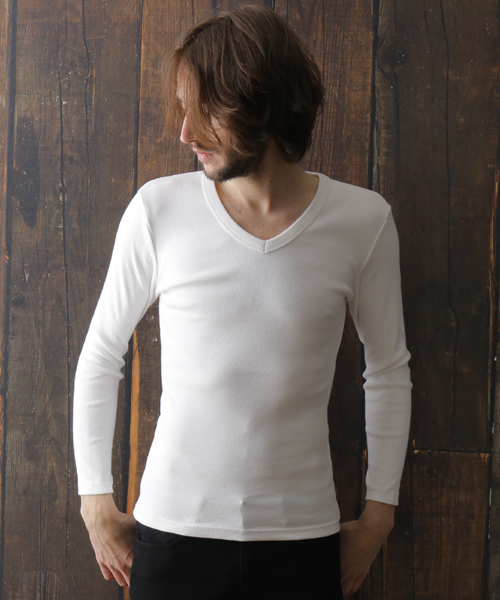 NO ID.(ノーアイディ)の「mlt1276 - 16フライス9分袖VネックTシャツ(Tシャツ/カットソー・メンズ・ブラック/グレー系その他/ホワイト/アッシュグレー・1/3/2)」の14枚目の写真