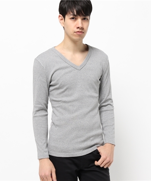 NO ID.(ノーアイディ)の「mlt1276 - 16フライス9分袖VネックTシャツ(Tシャツ/カットソー・メンズ・ブラック/グレー系その他/ホワイト/アッシュグレー・1/3/2)」の15枚目の写真