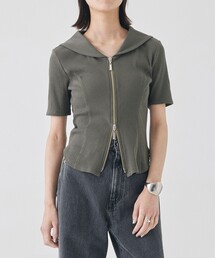 UNITED TOKYO | セーラーカラーZIPリブプルオーバー(Tシャツ/カットソー)