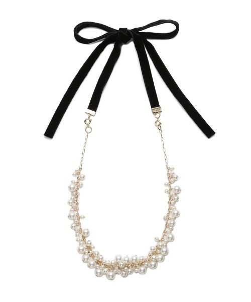 LILY BROWN（リリーブラウン）の「ベロアリボンパールネックレス（ネックレス・レディース・ゴールド/シルバー・FREE）」の3枚目の写真