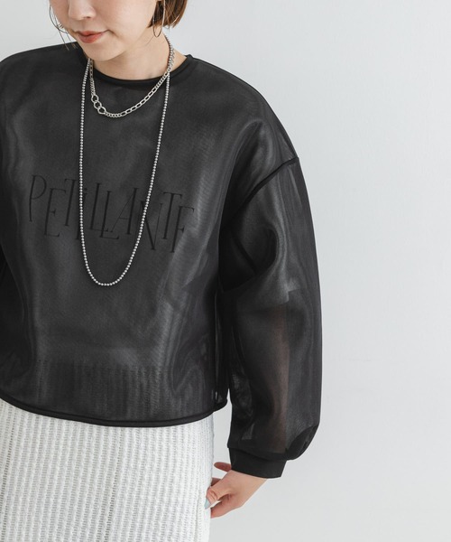 F by ROSSO（エフバイロッソ）の「F by ROSSO　シアーショートブラウス（シャツ/ブラウス・レディース・ブラック/ブラウン・FREE）」の4枚目の写真