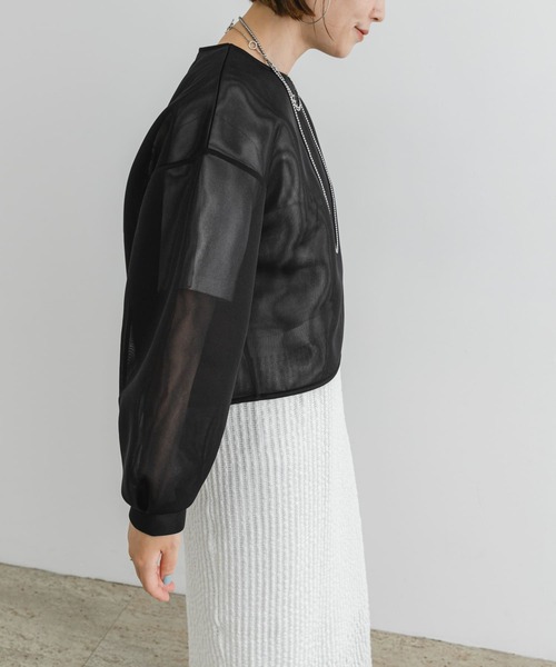 F by ROSSO（エフバイロッソ）の「F by ROSSO　シアーショートブラウス（シャツ/ブラウス・レディース・ブラック/ブラウン・FREE）」の6枚目の写真