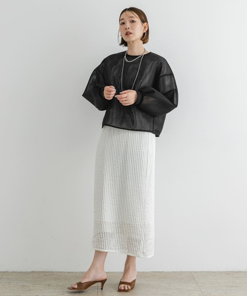 F by ROSSO（エフバイロッソ）の「F by ROSSO　シアーショートブラウス（シャツ/ブラウス・レディース・ブラック/ブラウン・FREE）」の8枚目の写真