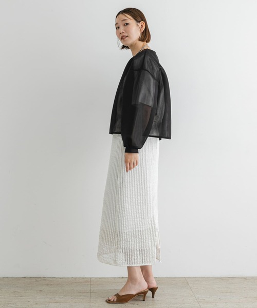 F by ROSSO（エフバイロッソ）の「F by ROSSO　シアーショートブラウス（シャツ/ブラウス・レディース・ブラック/ブラウン・FREE）」の9枚目の写真