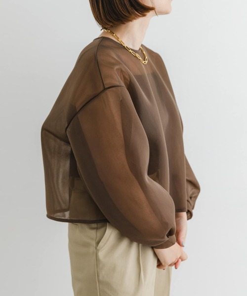 F by ROSSO（エフバイロッソ）の「F by ROSSO　シアーショートブラウス（シャツ/ブラウス・レディース・ブラック/ブラウン・FREE）」の12枚目の写真