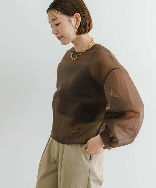 F by ROSSO（エフバイロッソ）の「F by ROSSO　シアーショートブラウス（シャツ/ブラウス・レディース・ブラック/ブラウン・FREE）」の13枚目の写真