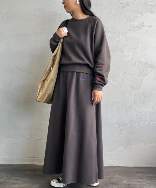 Healthknit（ヘルスニット）の「[HEALTHKNIT/ヘルスニット] 別注 クラシックスウェット マキシ丈フレアスカート（スカート・レディース・ピンク/チャコール/ブルー/グレー/レッド・M/S）」の9枚目の写真