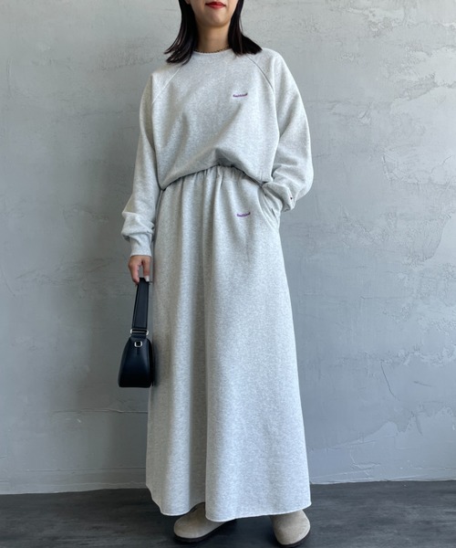 Healthknit（ヘルスニット）の「[HEALTHKNIT/ヘルスニット] 別注 クラシックスウェット マキシ丈フレアスカート（スカート・レディース・ピンク/チャコール/ブルー/グレー/レッド・M/S）」の7枚目の写真