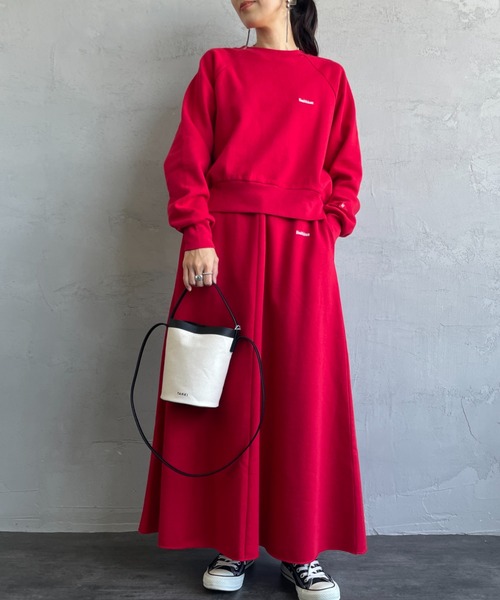 Healthknit（ヘルスニット）の「[HEALTHKNIT/ヘルスニット] 別注 クラシックスウェット マキシ丈フレアスカート（スカート・レディース・ピンク/チャコール/ブルー/グレー/レッド・M/S）」の11枚目の写真