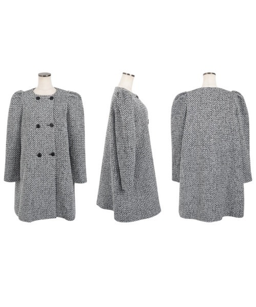 plage ツイード double button コート 38 セール】選べるツイードorボアパワショルダブルボタンコート（ノー
