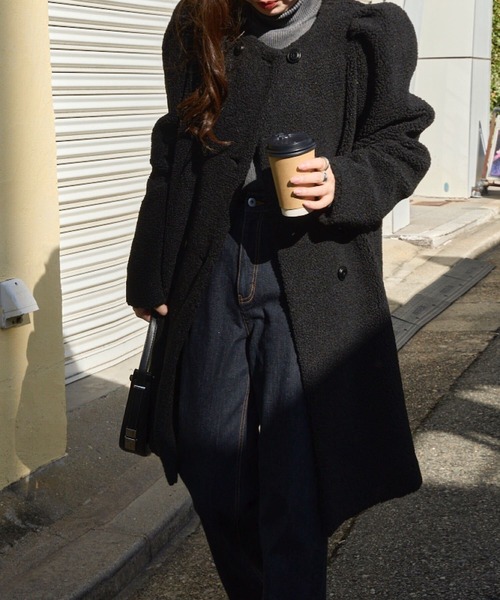 美品✨COACH ツイードコート アルパカ混 ダブルボタン サイズ2 ウールアルパカシャギー ダブルブレストコート | maison TOMORROWLAND