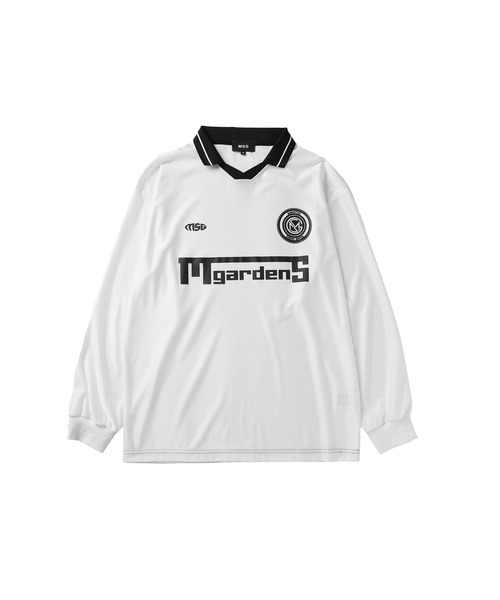 MSG(エムエスジー)の「オーバーサイズ襟配色ロゴプリントゲーム長袖Tシャツユニフォームシャツ【UNISEX】(Tシャツ/カットソー・メンズ・グレー/ブラック/ピンク/ホワイト/ブラック系/ネイビー・L/M/S/XL)」の7枚目の写真