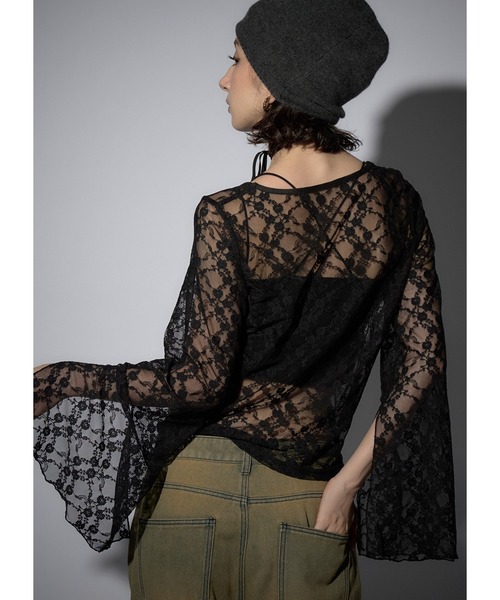 Adoon plain(アドーンプレーン)の「レースチョーカートップス/LS(Tシャツ/カットソー・レディース・ブラック/チャコールグレー/ボルドー/ホワイト・FREE)」の11枚目の写真