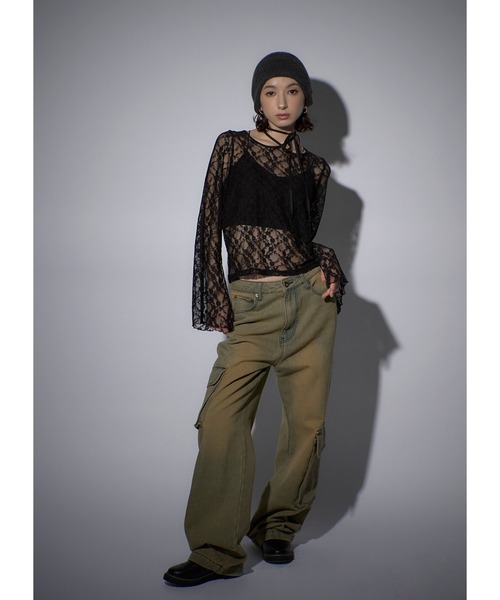 Adoon plain(アドーンプレーン)の「レースチョーカートップス/LS(Tシャツ/カットソー・レディース・ブラック/チャコールグレー/ボルドー/ホワイト・FREE)」の12枚目の写真