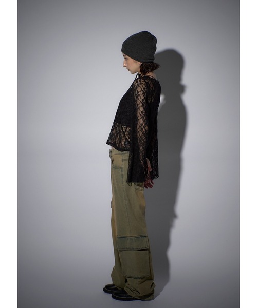 Adoon plain(アドーンプレーン)の「レースチョーカートップス/LS(Tシャツ/カットソー・レディース・ブラック/チャコールグレー/ボルドー/ホワイト・FREE)」の13枚目の写真