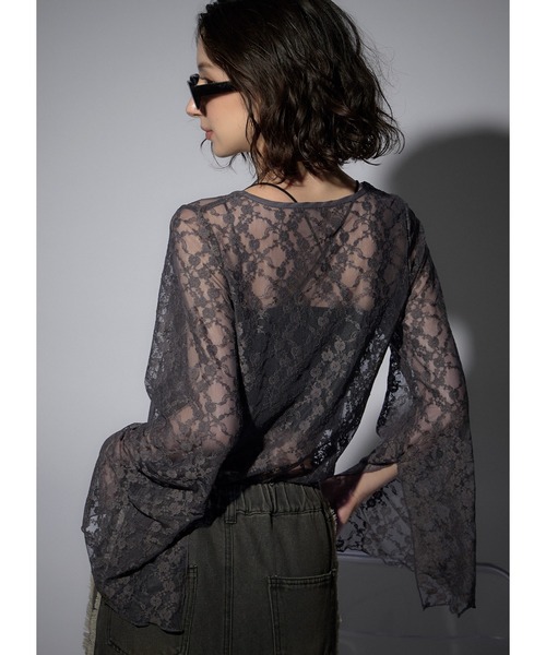 Adoon plain(アドーンプレーン)の「レースチョーカートップス/LS(Tシャツ/カットソー・レディース・ブラック/チャコールグレー/ボルドー/ホワイト・FREE)」の16枚目の写真