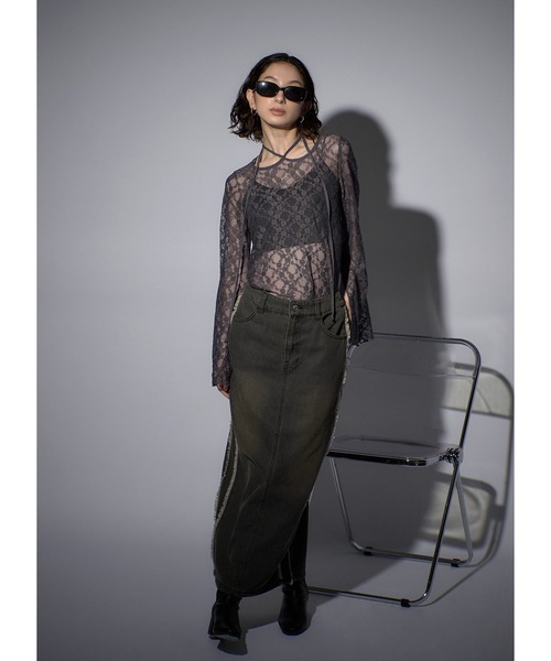 Adoon plain(アドーンプレーン)の「レースチョーカートップス/LS(Tシャツ/カットソー・レディース・ブラック/チャコールグレー/ボルドー/ホワイト・FREE)」の17枚目の写真