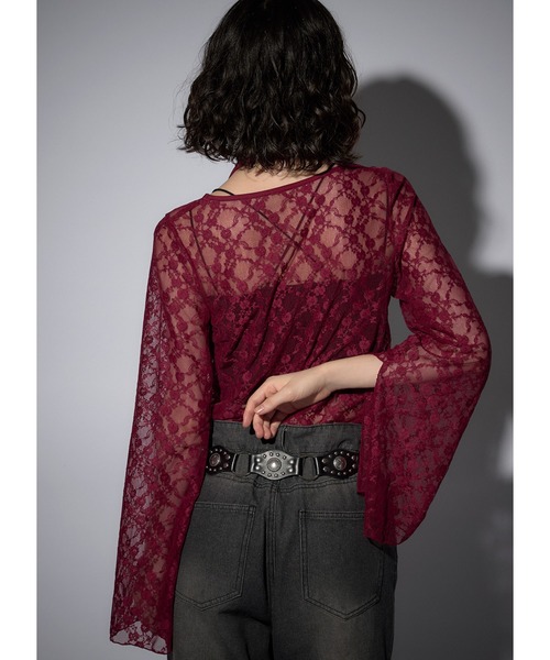 Adoon plain(アドーンプレーン)の「レースチョーカートップス/LS(Tシャツ/カットソー・レディース・ブラック/チャコールグレー/ボルドー/ホワイト・FREE)」の21枚目の写真