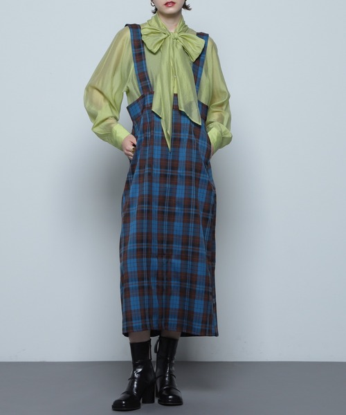 ROSE BUD(ローズバッド)の「マルチウェイチェックジャンパースカート(スカート・レディース・ブルー/ブラウン/グリーン・FREE)」の3枚目の写真