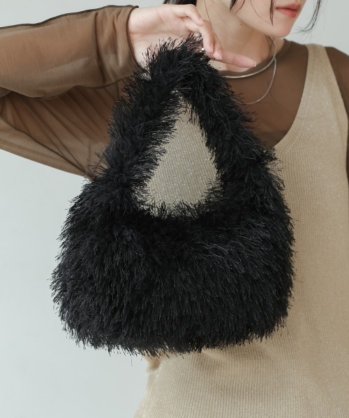 Bab（バブ）の「ワンハンドルフェザーBAG（ハンドバッグ・レディース・ブラック/ブラウン・ONESIZE）」の2枚目の写真