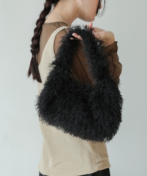 Bab（バブ）の「ワンハンドルフェザーBAG（ハンドバッグ・レディース・ブラック/ブラウン・ONESIZE）」の4枚目の写真