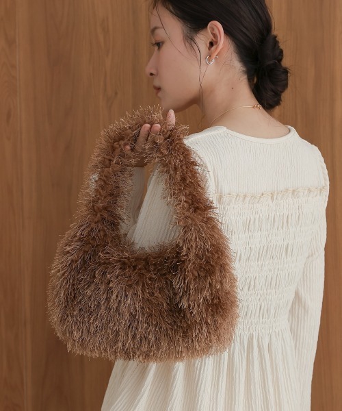 Bab（バブ）の「ワンハンドルフェザーBAG（ハンドバッグ・レディース・ブラック/ブラウン・ONESIZE）」の5枚目の写真