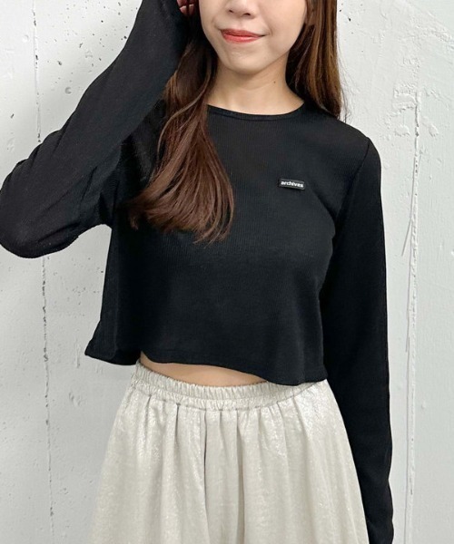 archives(アルシーヴ)の「ラメテレコTOPS(Tシャツ/カットソー・レディース・グレー/アイボリー/ブラック・MEDIUM)」の2枚目の写真