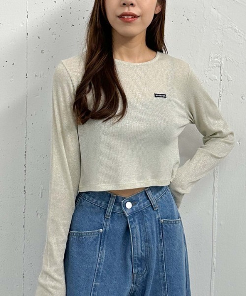 archives(アルシーヴ)の「ラメテレコTOPS(Tシャツ/カットソー・レディース・グレー/アイボリー/ブラック・MEDIUM)」の5枚目の写真