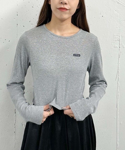 archives(アルシーヴ)の「ラメテレコTOPS(Tシャツ/カットソー・レディース・グレー/アイボリー/ブラック・MEDIUM)」の19枚目の写真