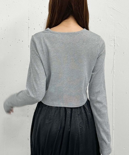 archives(アルシーヴ)の「ラメテレコTOPS(Tシャツ/カットソー・レディース・グレー/アイボリー/ブラック・MEDIUM)」の21枚目の写真