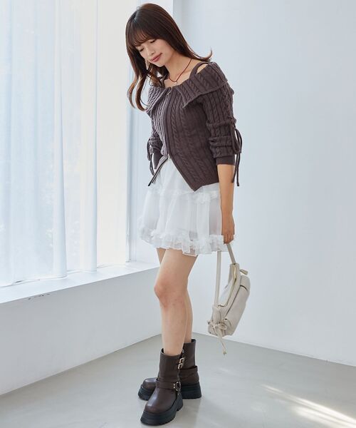 MAJESTIC LEGON(マジェスティックレゴン)の「ダブルジップケーブルニット(ニット/セーター・レディース・グレー/アイボリー/ブラウン/ピンク系その他・MEDIUM)」の7枚目の写真