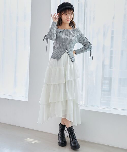 MAJESTIC LEGON(マジェスティックレゴン)の「ダブルジップケーブルニット(ニット/セーター・レディース・グレー/アイボリー/ブラウン/ピンク系その他・MEDIUM)」の13枚目の写真