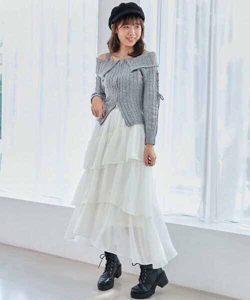 MAJESTIC LEGON(マジェスティックレゴン)の「ダブルジップケーブルニット(ニット/セーター・レディース・グレー/アイボリー/ブラウン/ピンク系その他・MEDIUM)」の14枚目の写真