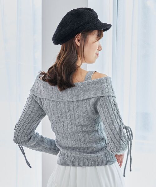 MAJESTIC LEGON(マジェスティックレゴン)の「ダブルジップケーブルニット(ニット/セーター・レディース・グレー/アイボリー/ブラウン/ピンク系その他・MEDIUM)」の18枚目の写真