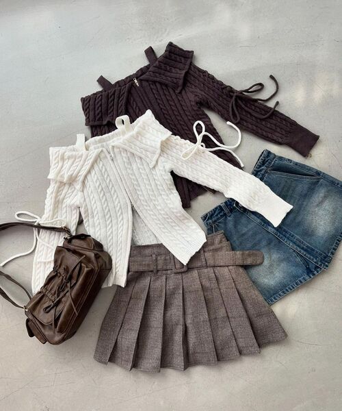 MAJESTIC LEGON(マジェスティックレゴン)の「ダブルジップケーブルニット(ニット/セーター・レディース・グレー/アイボリー/ブラウン/ピンク系その他・MEDIUM)」の21枚目の写真