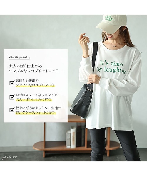 GOLDJAPAN(ゴールドジャパン)の「ロゴプリントロンT【大きいサイズ対応】(Tシャツ/カットソー・レディース・ブラック/ホワイト・LL/3L/4L/5L)」の3枚目の写真
