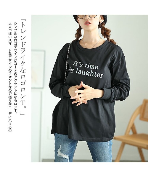 GOLDJAPAN(ゴールドジャパン)の「ロゴプリントロンT【大きいサイズ対応】(Tシャツ/カットソー・レディース・ブラック/ホワイト・LL/3L/4L/5L)」の4枚目の写真
