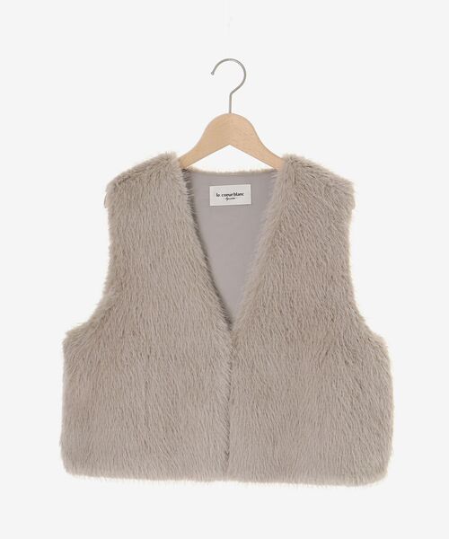 le.coeur blanc（ルクールブラン）の「ショートファーベスト（ベスト・レディース・ライトグレー/ベージュ・38）」の3枚目の写真