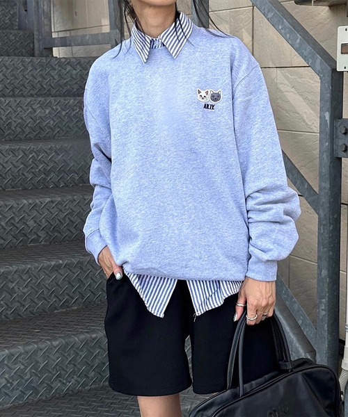 INTERPLAY（インタープレイ）の「【INTERPLAY x AYA】Cat patch SWEAT(UNISEX)（スウェット・レディース・ブラック/グレー/ホワイト・MEDIUM/X-LARGE）」の3枚目の写真