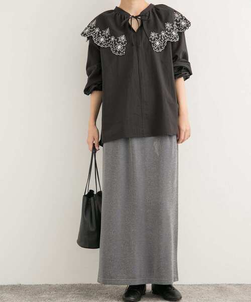 URBAN RESEARCH DOORS（アーバンリサーチドアーズ）の「ラメカットストレートスカート（スカート・レディース・ブラック/グレー・MEDIUM）」の19枚目の写真