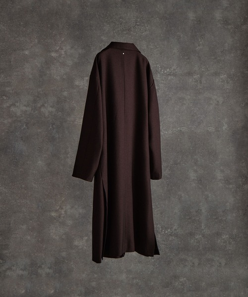 cation melange stand collar tielocken long coat / カチオンメランジ