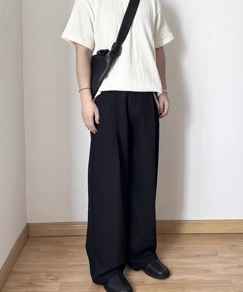 TOBEE（トゥビー）の「【TOBEE】タックワイドストレート スラックス（スラックス・メンズ・ブラック/ブラウン・MEDIUM/SMALL/LARGE/X-LARGE）」の9枚目の写真