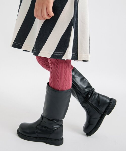 BREEZE(ブリーズ)の「ケーブル編みタイツ(タイツ/ストッキング・キッズ・チャコール/ローズ/アイボリー/カーキ・80/100/120/140)」の4枚目の写真