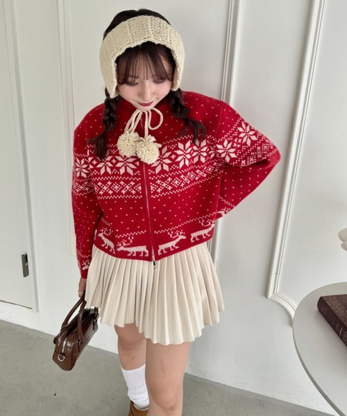 Loueme(ルエム)の「ノルディックニットジップカーディガン(ニット/セーター・レディース・レッド/ネイビー/アイボリー・FREE)」の11枚目の写真