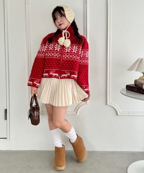 Loueme(ルエム)の「ノルディックニットジップカーディガン(ニット/セーター・レディース・レッド/ネイビー/アイボリー・FREE)」の12枚目の写真