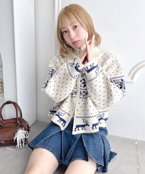 セール】ノルディックニットジップカーディガン（ニット/セーター